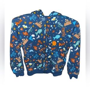 Disney Finding Nemo Blue and Orange Graphic Kids Size Medium Ocean Life Hoodie